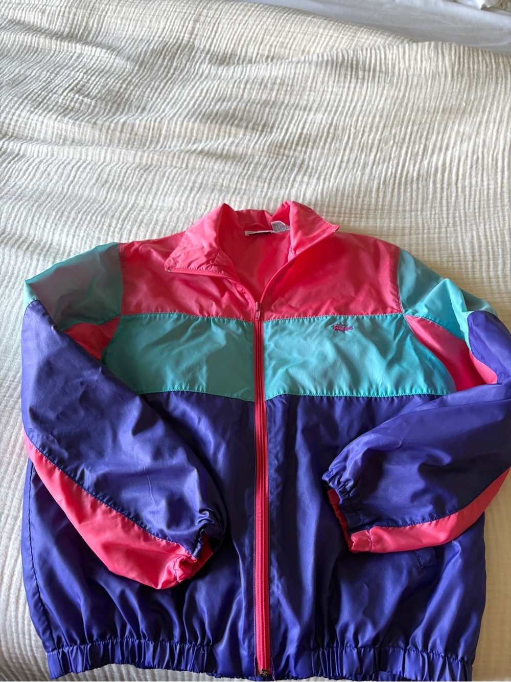 Vintage Colorblock Windbreaker Jacket - Pink, Teal, Purple